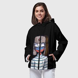 Ветровка с капюшоном женская CountryHumans - Россия, цвет: 3D-черный — фото 2