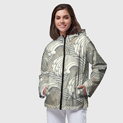 Ветровка с капюшоном женская Арт волны, цвет: 3D-черный — фото 2