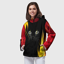 Ветровка с капюшоном женская Грозовой кошак, цвет: 3D-черный — фото 2