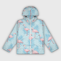 Ветровка с капюшоном женская Арт с розовым фламинго, цвет: 3D-белый