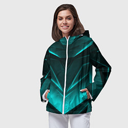 Ветровка с капюшоном женская NEON GEOMETRY STRIPES, цвет: 3D-белый — фото 2