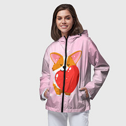 Ветровка с капюшоном женская Милый корги, цвет: 3D-черный — фото 2