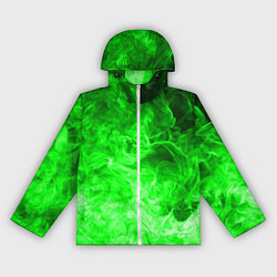 Ветровка с капюшоном женская ОГОНЬ GREEN NEON, цвет: 3D-белый