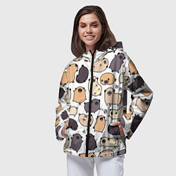 Ветровка с капюшоном женская Милые мопсы, цвет: 3D-черный — фото 2