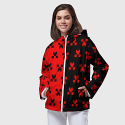 Ветровка с капюшоном женская MINECRAFT CREEPER, цвет: 3D-белый — фото 2