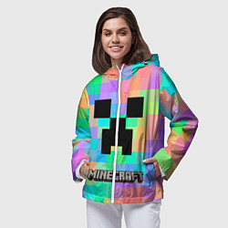 Ветровка с капюшоном женская Minecraft, цвет: 3D-белый — фото 2