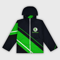 Ветровка с капюшоном женская SKODA, цвет: 3D-белый