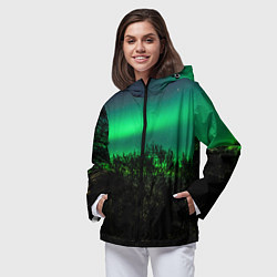 Ветровка с капюшоном женская Северное сияние, цвет: 3D-черный — фото 2