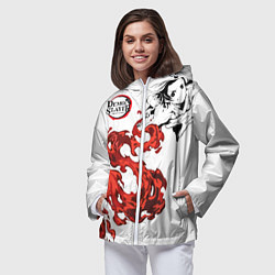 Ветровка с капюшоном женская Клинок, рассекающий демонов, цвет: 3D-белый — фото 2