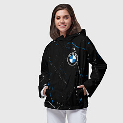 Ветровка с капюшоном женская BMW БМВ, цвет: 3D-черный — фото 2
