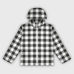 Ветровка с капюшоном женская Черно-белая клетка, цвет: 3D-белый