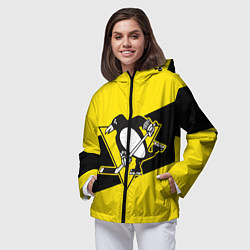 Ветровка с капюшоном женская Питтсбург Пингвинз, цвет: 3D-черный — фото 2