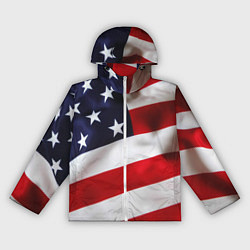 Ветровка с капюшоном женская США USA, цвет: 3D-белый