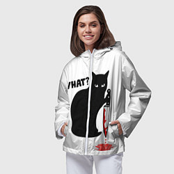 Ветровка с капюшоном женская What Cat, цвет: 3D-белый — фото 2