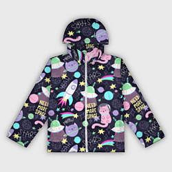 Ветровка с капюшоном женская Коты-космонавты, цвет: 3D-белый