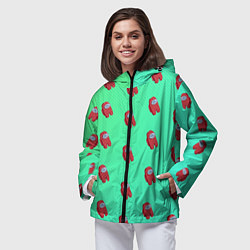 Ветровка с капюшоном женская Among us, цвет: 3D-черный — фото 2