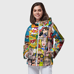Ветровка с капюшоном женская Pop Art, цвет: 3D-белый — фото 2