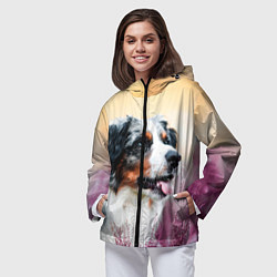 Ветровка с капюшоном женская Австралийская Овчарка, цвет: 3D-черный — фото 2