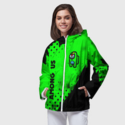 Ветровка с капюшоном женская AMONG US - BRAWL STARS LEON, цвет: 3D-белый — фото 2
