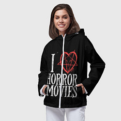 Ветровка с капюшоном женская I Love Horror Movies, цвет: 3D-белый — фото 2