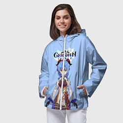 Ветровка с капюшоном женская Genshin impactГань Юй, цвет: 3D-белый — фото 2