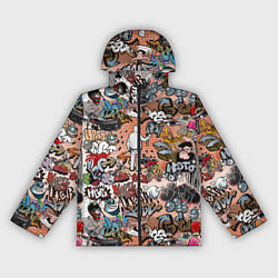 Ветровка с капюшоном женская Граффити, цвет: 3D-черный