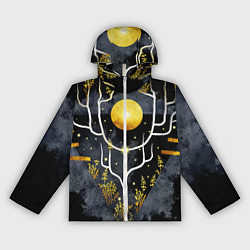 Ветровка с капюшоном женская Графит и золото: дерево жизни, цвет: 3D-белый