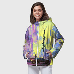 Ветровка с капюшоном женская Cyberpunk 2077, цвет: 3D-белый — фото 2