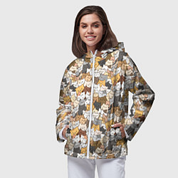 Ветровка с капюшоном женская Котики муркотики, цвет: 3D-белый — фото 2