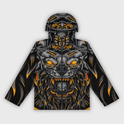 Ветровка с капюшоном женская Хищный лев киборг, цвет: 3D-черный