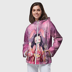 Ветровка с капюшоном женская Незуко Камадо, цвет: 3D-белый — фото 2