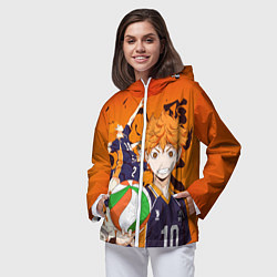 Ветровка с капюшоном женская ВОЛЕЙБОЛ!! HAIKYUU!!, цвет: 3D-белый — фото 2