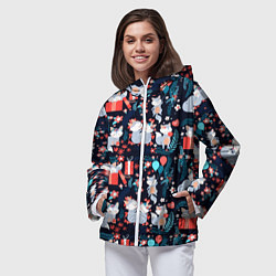 Ветровка с капюшоном женская Котики Подарки, цвет: 3D-белый — фото 2