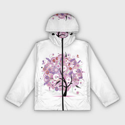 Ветровка с капюшоном женская Цветочное Дерево, цвет: 3D-черный