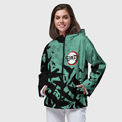 Ветровка с капюшоном женская DEMON SLAYER KIMETSU NO YAIBA, цвет: 3D-черный — фото 2