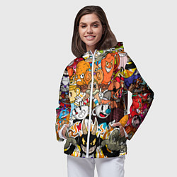 Ветровка с капюшоном женская CUPHEAD, цвет: 3D-белый — фото 2