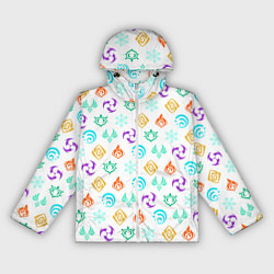 Ветровка с капюшоном женская GENSHIN IMPACT ЭМБЛЕМЫ, цвет: 3D-белый