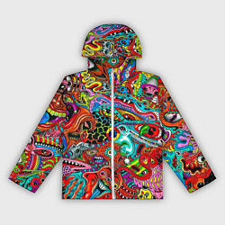 Ветровка с капюшоном женская Яркая абстракция bright abstraction, цвет: 3D-белый