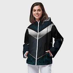 Ветровка с капюшоном женская 3D dark metal, цвет: 3D-белый — фото 2