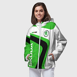 Ветровка с капюшоном женская Skoda, цвет: 3D-белый — фото 2