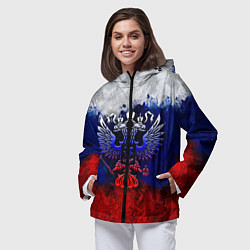Ветровка с капюшоном женская Россия Russia Герб, цвет: 3D-черный — фото 2