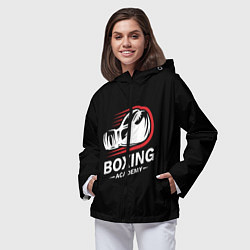 Ветровка с капюшоном женская Бокс, цвет: 3D-черный — фото 2