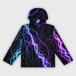 Ветровка с капюшоном женская НЕОНОВАЯ МОЛНИЯ ГРОЗА, цвет: 3D-черный