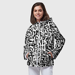 Ветровка с капюшоном женская КАЛЛИГРАФИЯ CALLIGRAPHY, цвет: 3D-белый — фото 2