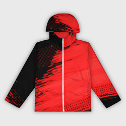 Ветровка с капюшоном женская ЧЕРНО-КРАСНЫЙ ГРАНЖ GRUNGE Z, цвет: 3D-белый