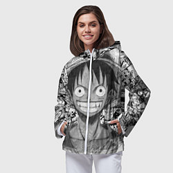 Ветровка с капюшоном женская Луфи улыбается one piece, цвет: 3D-белый — фото 2