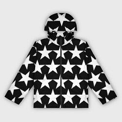 Ветровка с капюшоном женская Белые звёзды на чёрном фоне 2, цвет: 3D-черный