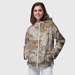 Ветровка с капюшоном женская Камуфляжный пиксель, цвет: 3D-белый — фото 2