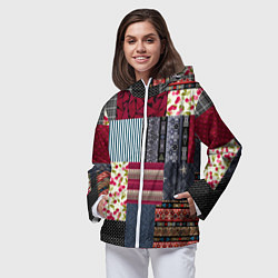 Ветровка с капюшоном женская Деревенский стиль Пэчворк, цвет: 3D-белый — фото 2