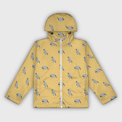 Ветровка с капюшоном женская Еноты паттерн, цвет: 3D-белый